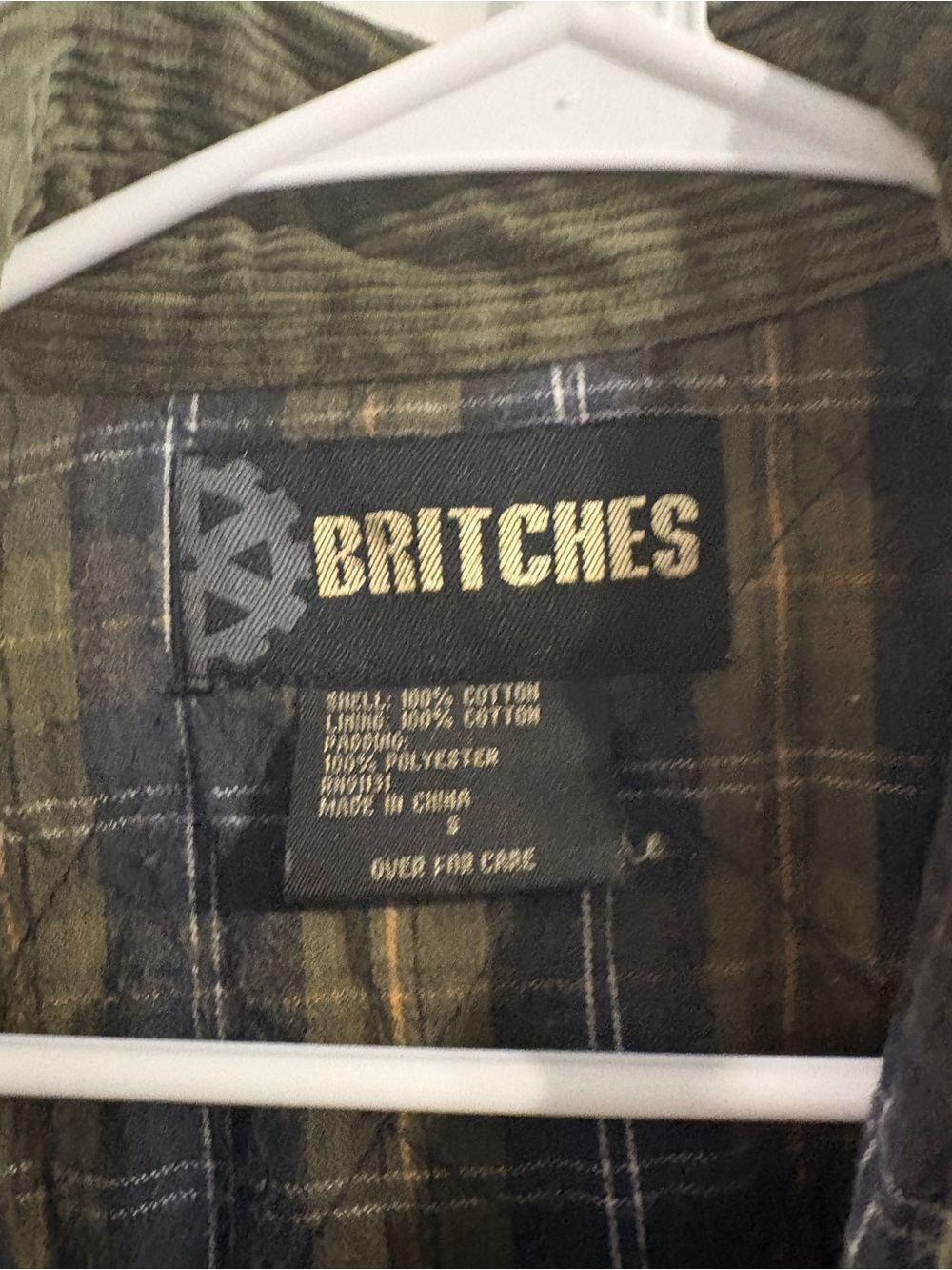 Britches Olive Corduroy Plaid Lined Workwear Shacket - Picture 4 of 11